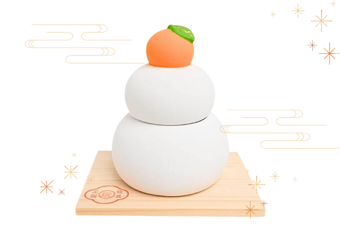 陶器鏡餅(蓋付) 台付