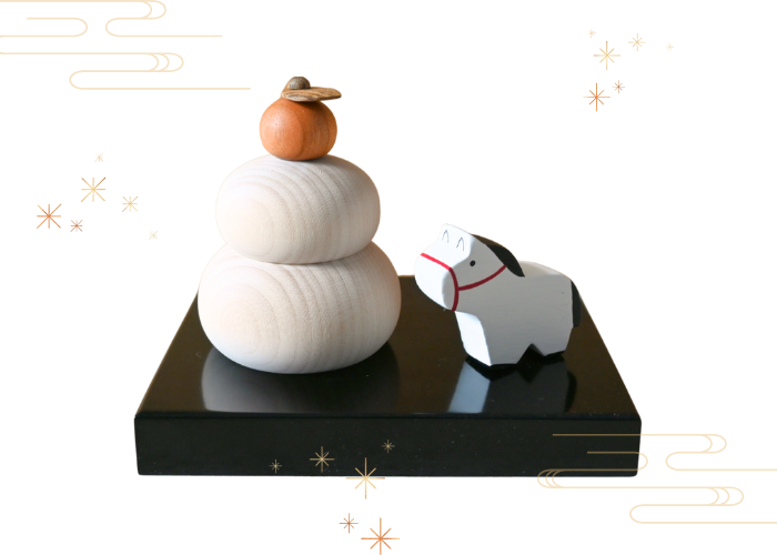 お年賀コモノ/うま & 鏡もちと飾り台セット