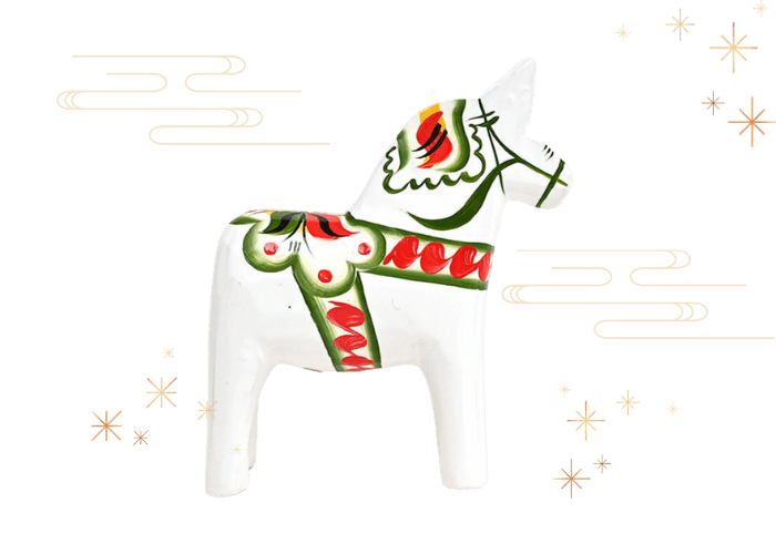 ダーラナホース 柄入 7cm 白